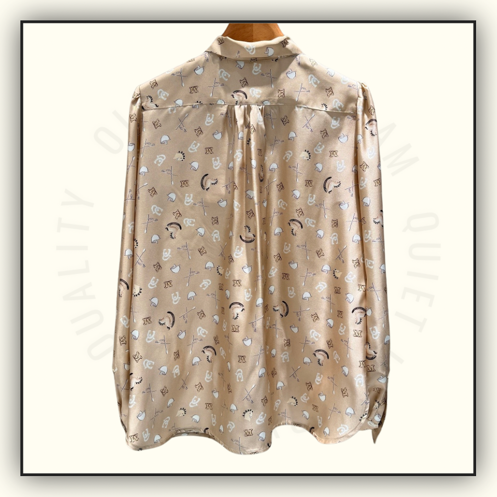 PRINTED SILK PUSSY BOW BLOUSE