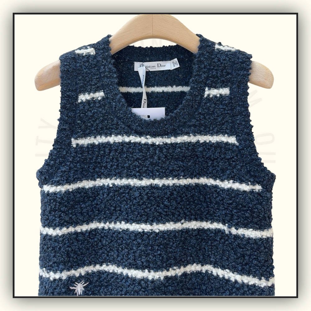 COTTON WOOL BLEND BOUCLE MARINIERE TANK