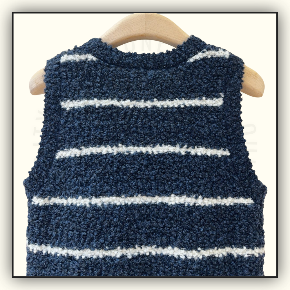 COTTON WOOL BLEND BOUCLE MARINIERE TANK
