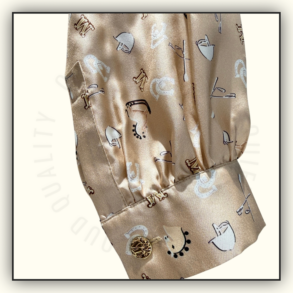 PRINTED SILK PUSSY BOW BLOUSE