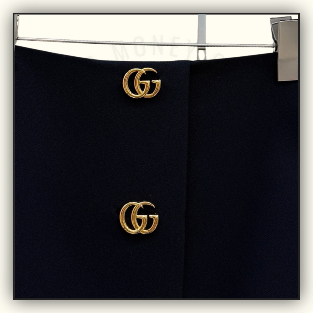 CREPE WOOL JACKET & MINI SKIRT WITH DOUBLE G BUTTON