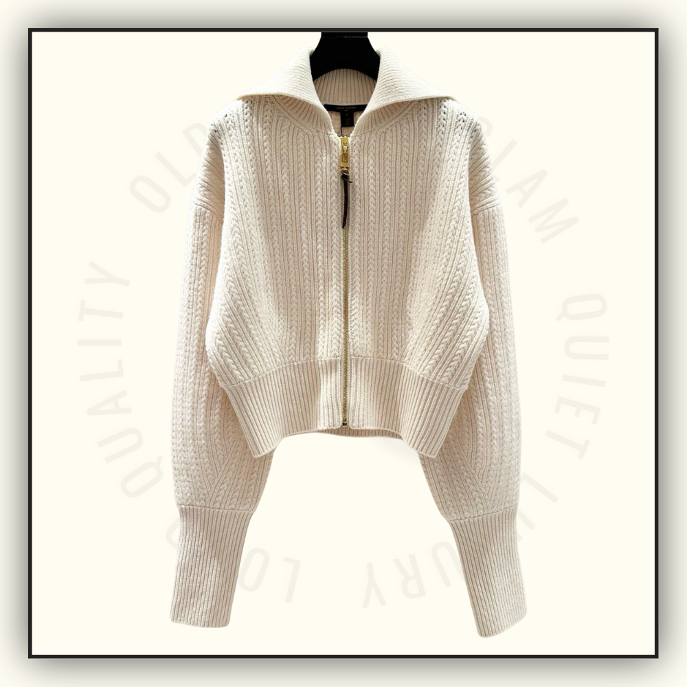 WOOL CROPPED RIB KNIT JACKET