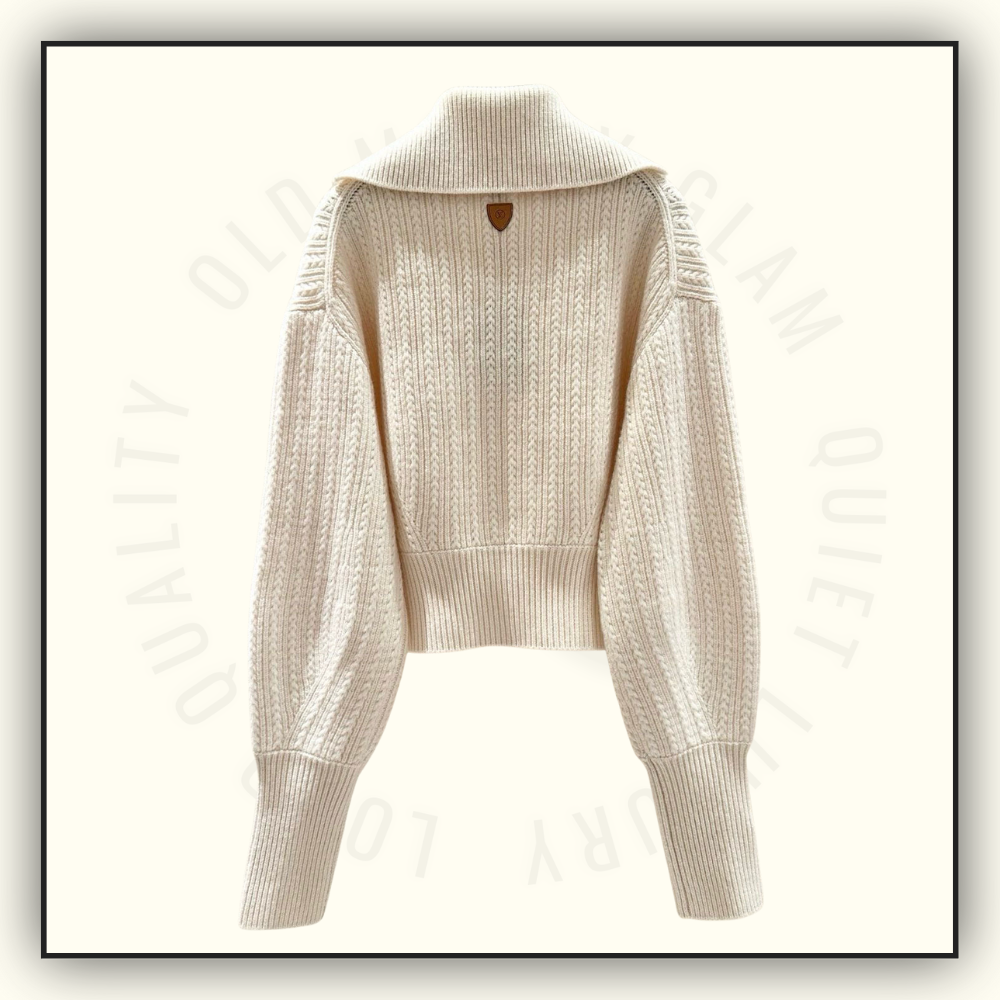 WOOL CROPPED RIB KNIT JACKET