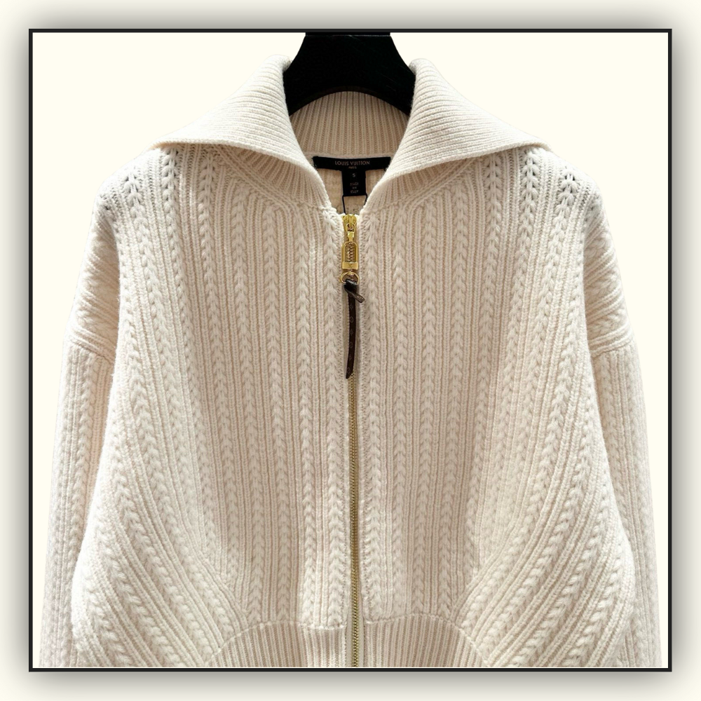 WOOL CROPPED RIB KNIT JACKET