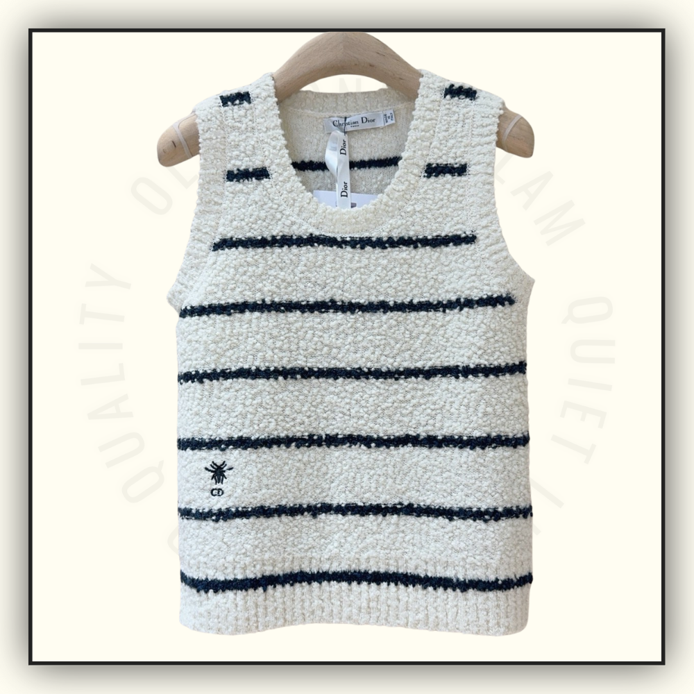 COTTON WOOL BLEND BOUCLE MARINIERE TANK