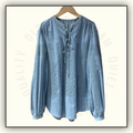 EMBROIDERED ROMY BLOUSE IN CHAMBRAY COTTON