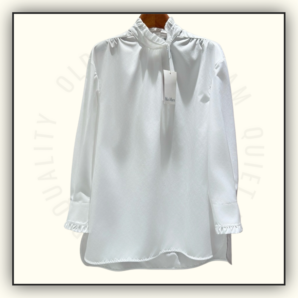 RUFFLED STAND COLLAR BLOUSE