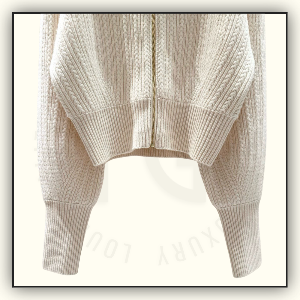 WOOL CROPPED RIB KNIT JACKET