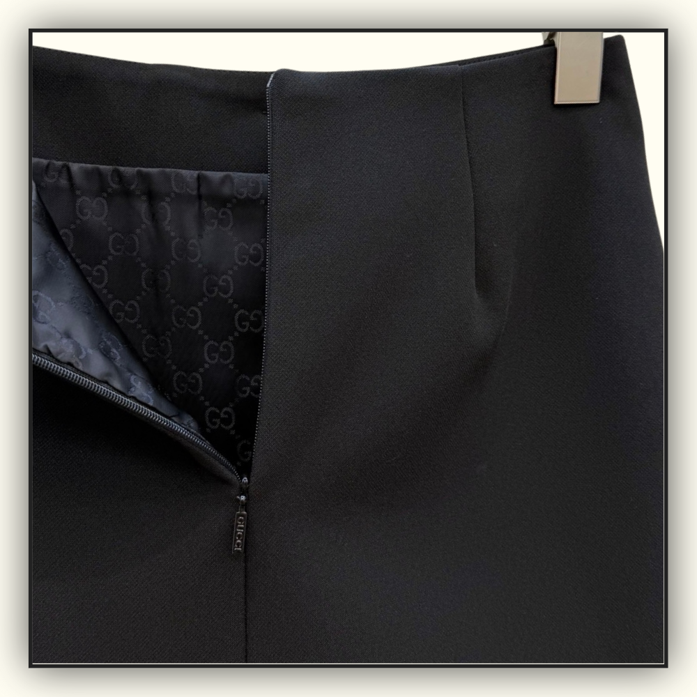 CREPE WOOL JACKET & MINI SKIRT WITH DOUBLE G BUTTON