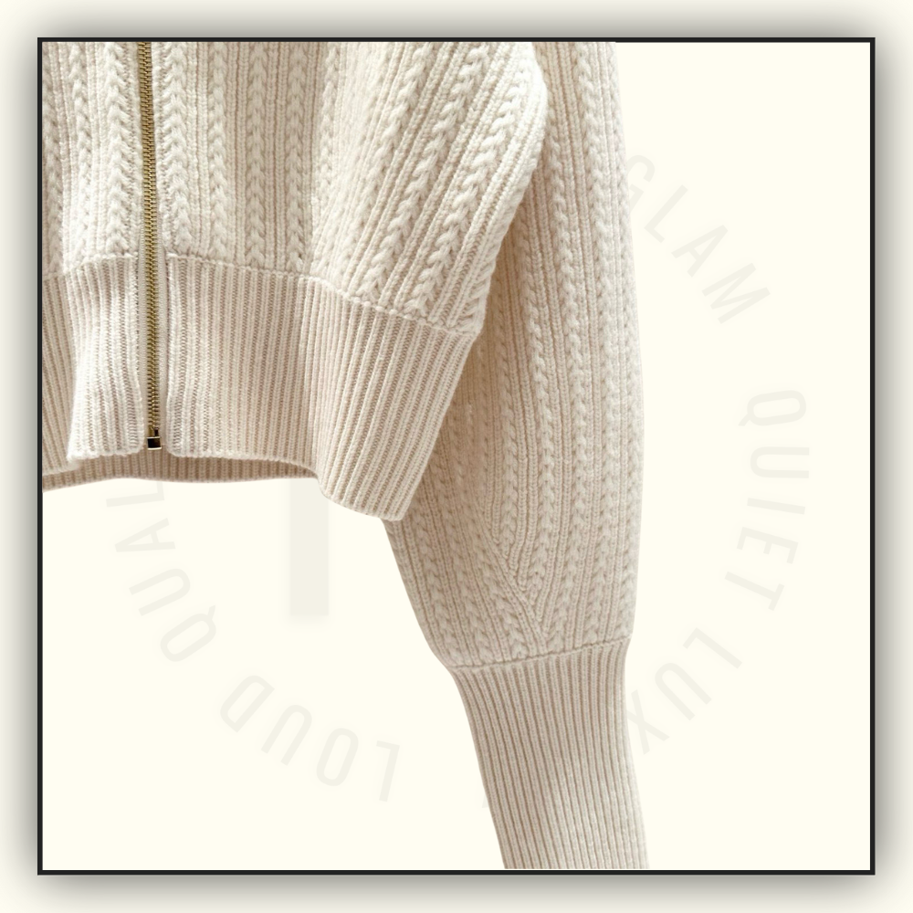 WOOL CROPPED RIB KNIT JACKET