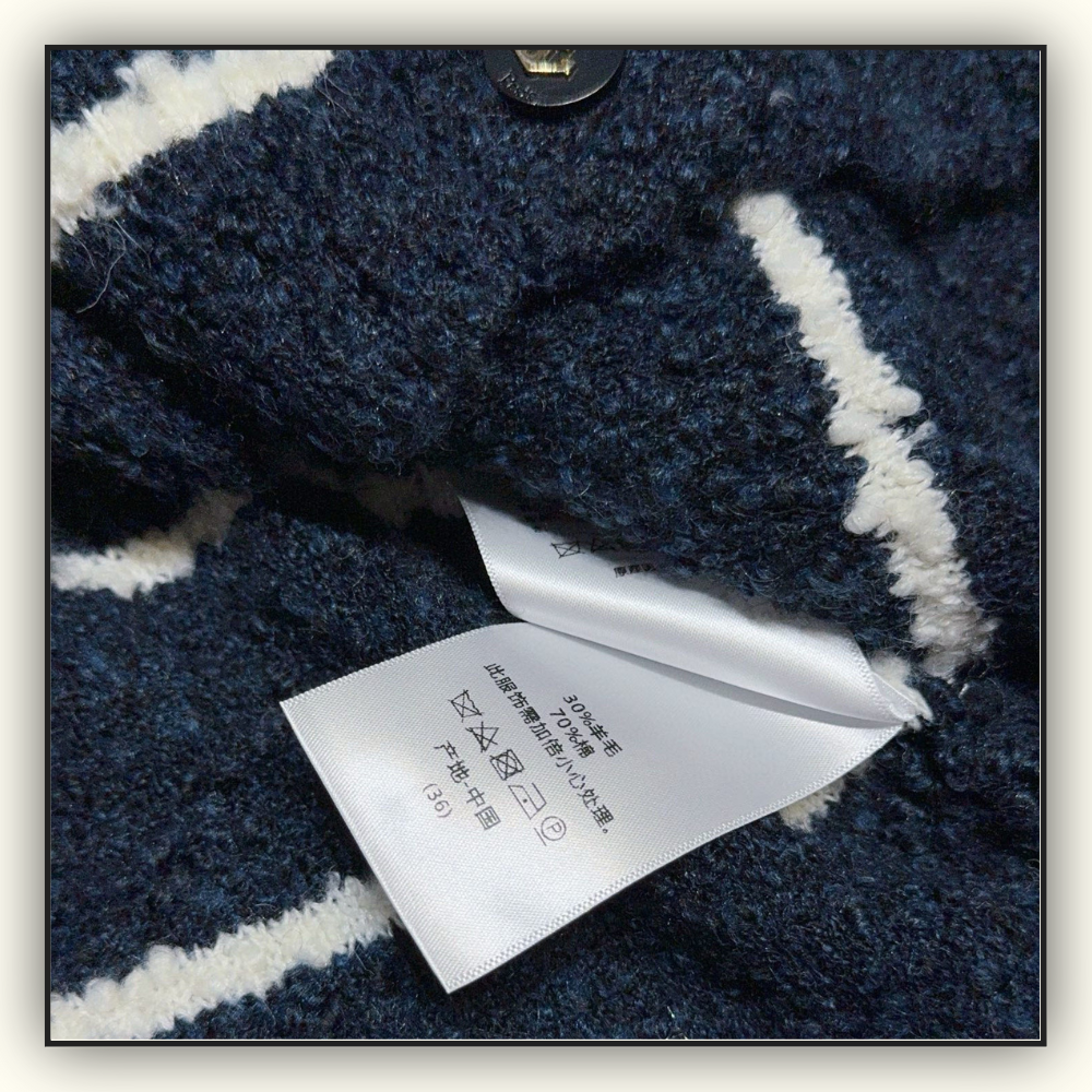 COTTON WOOL BLEND BOUCLE MARINIERE CARDIGAN