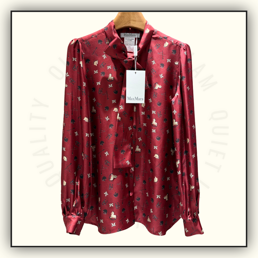PRINTED SILK PUSSY BOW BLOUSE