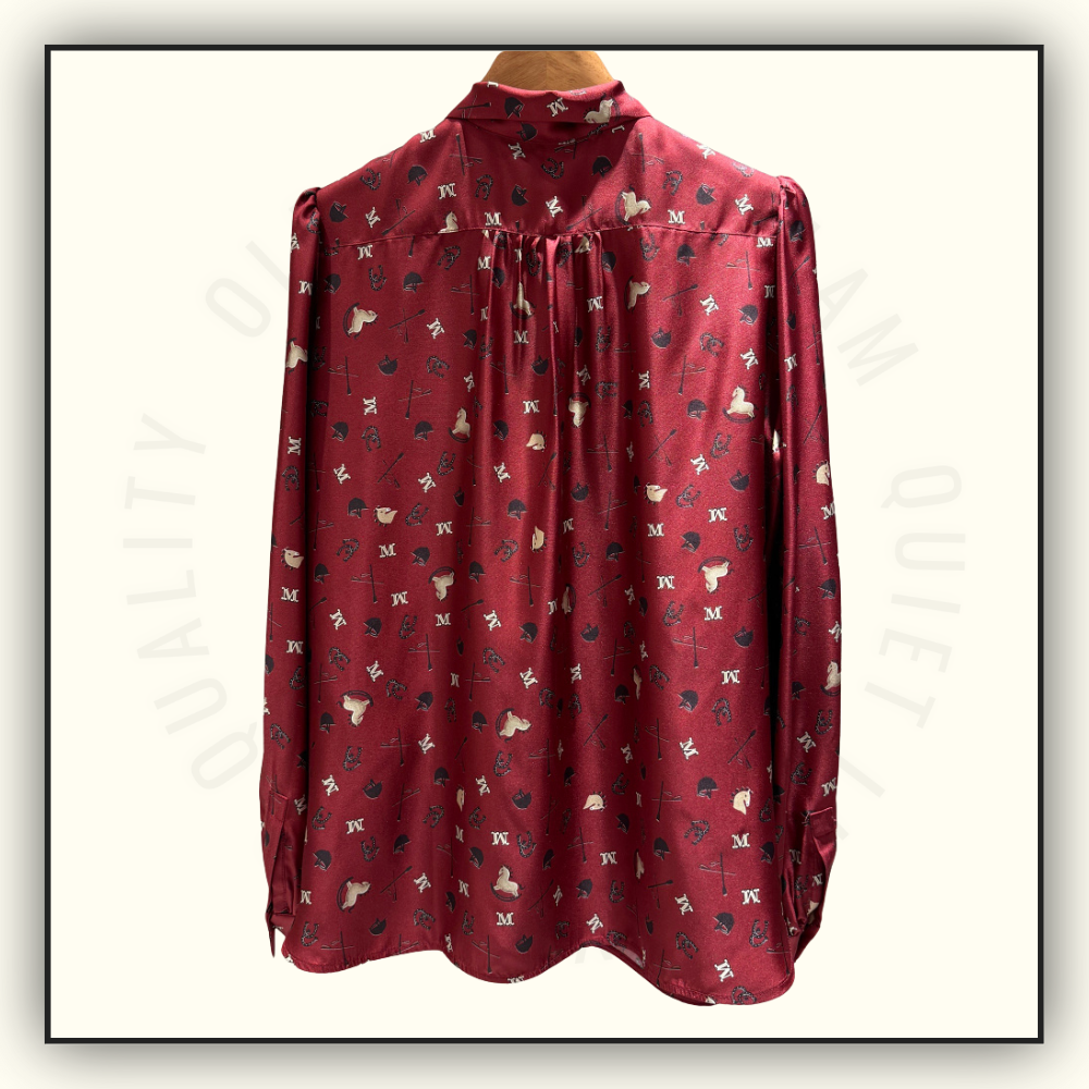 PRINTED SILK PUSSY BOW BLOUSE