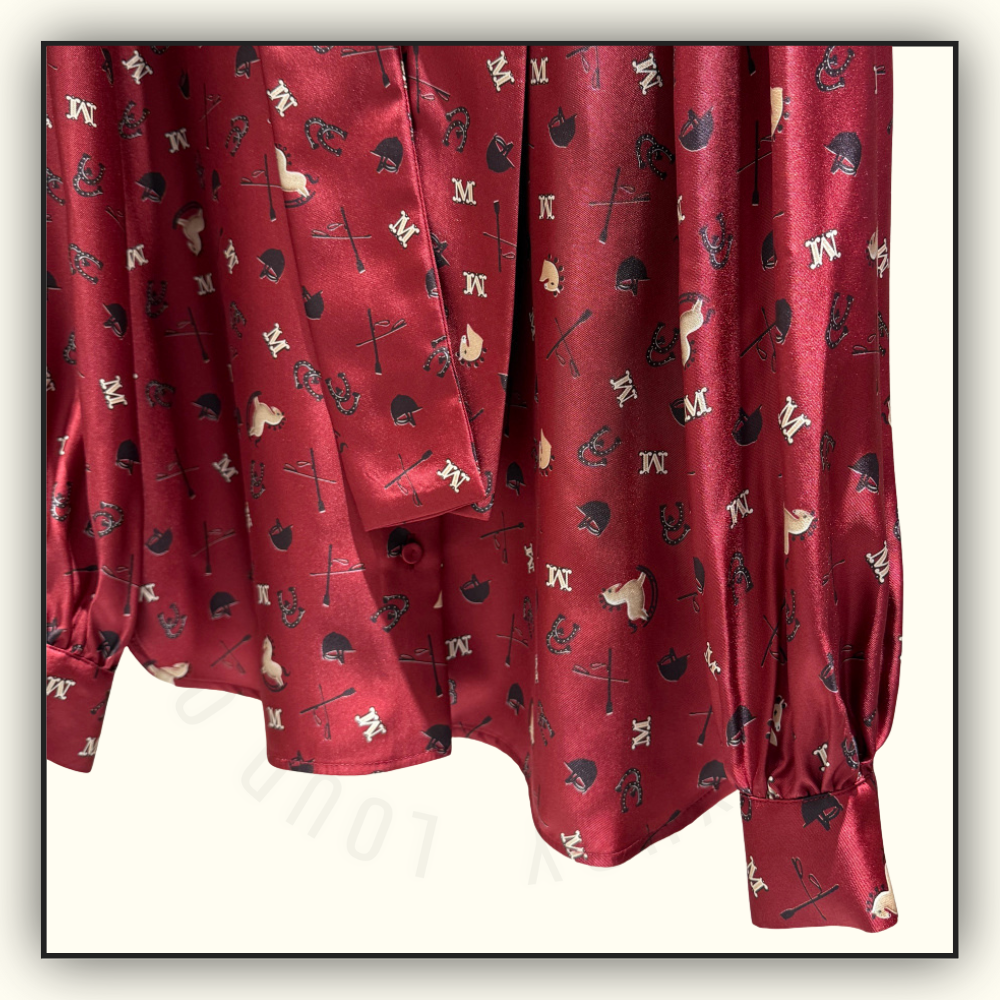 PRINTED SILK PUSSY BOW BLOUSE