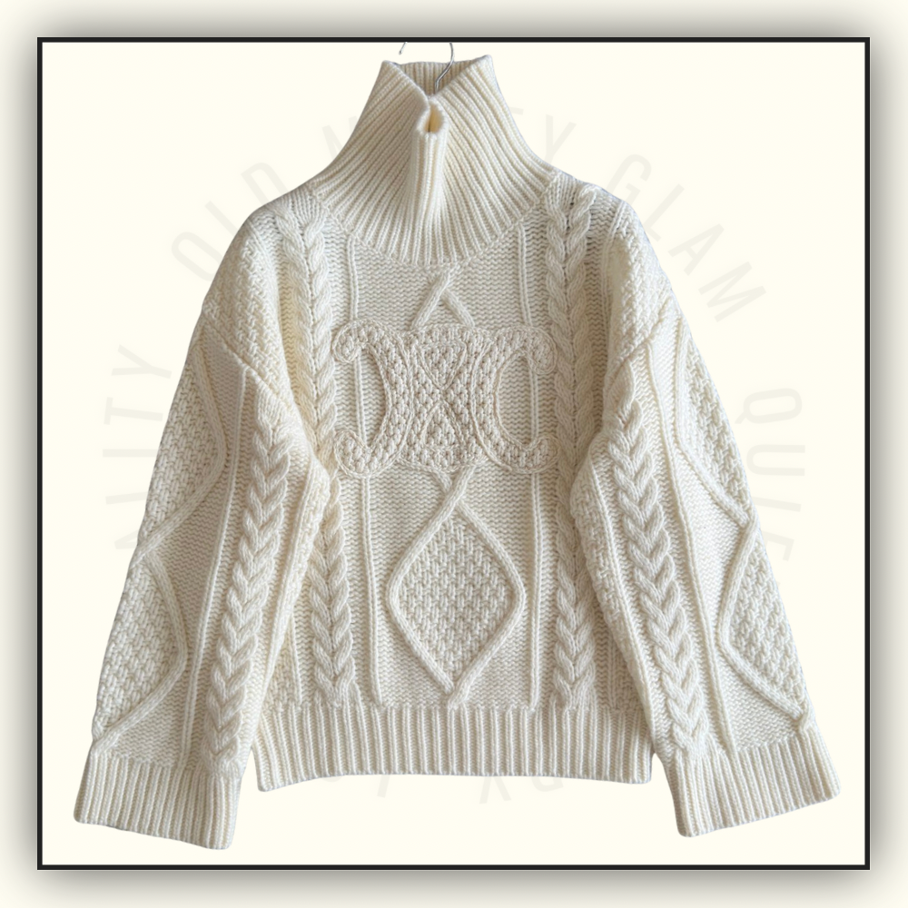 WOOL CABLE KNIT TURTLENECK
