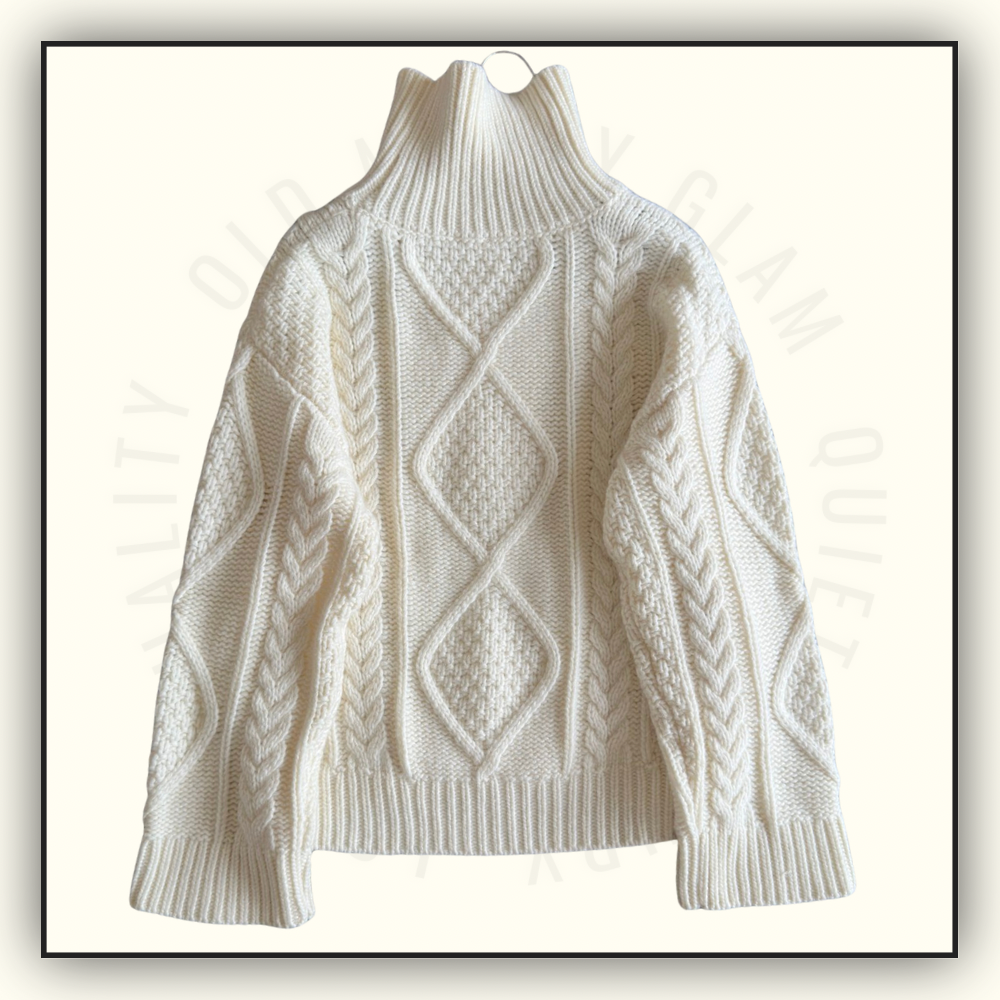 WOOL CABLE KNIT TURTLENECK