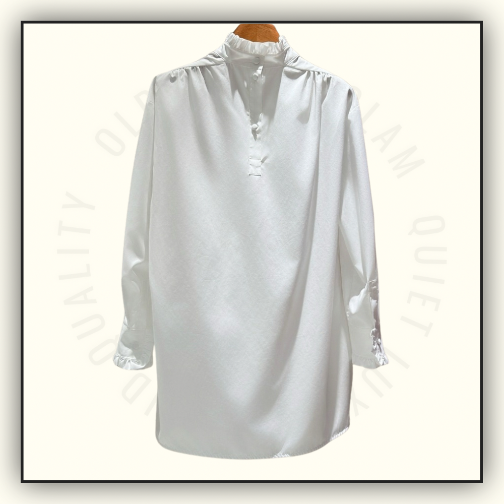 RUFFLED STAND COLLAR BLOUSE