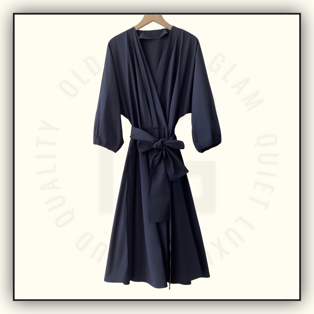 BELTED DRESS IN TWILL FABRIC