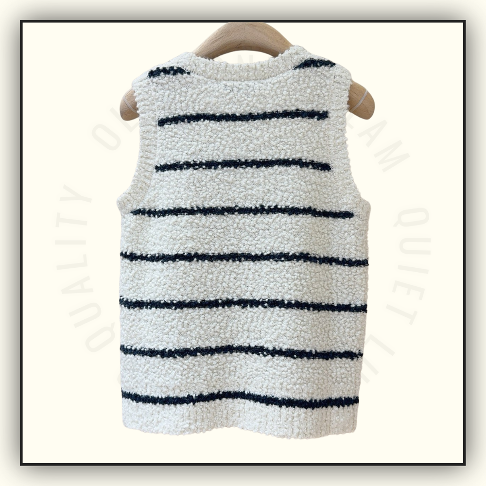 COTTON WOOL BLEND BOUCLE MARINIERE TANK