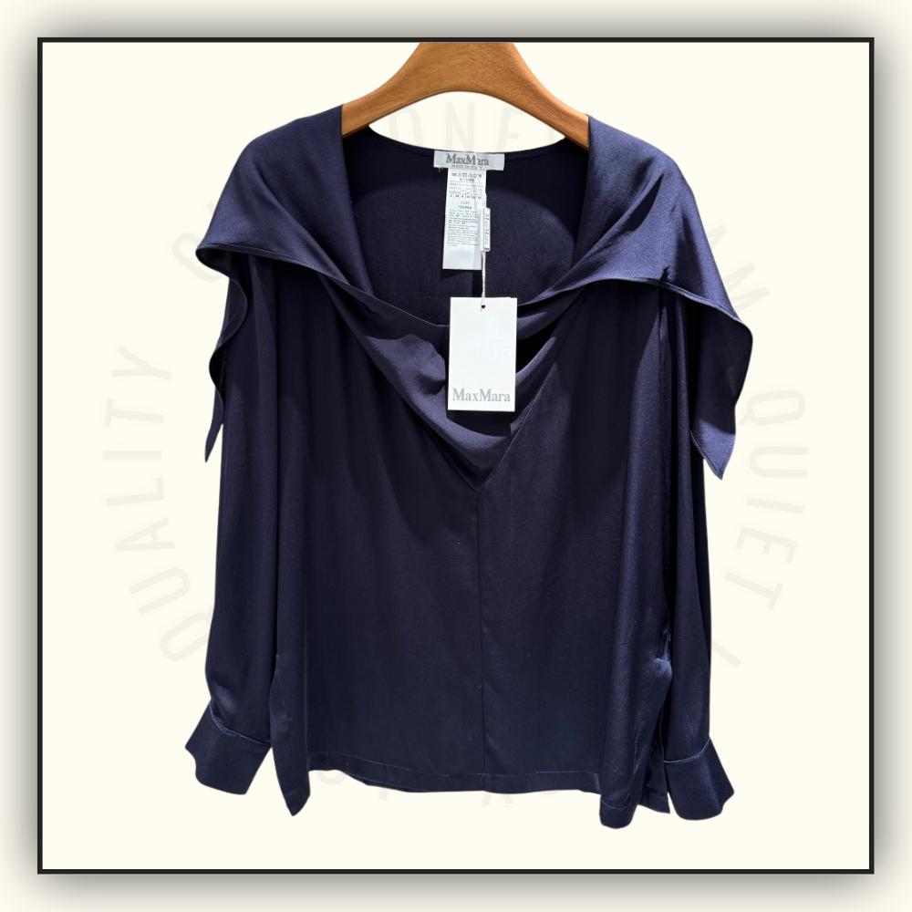 TIE NECK SILK SATIN BLOUSE