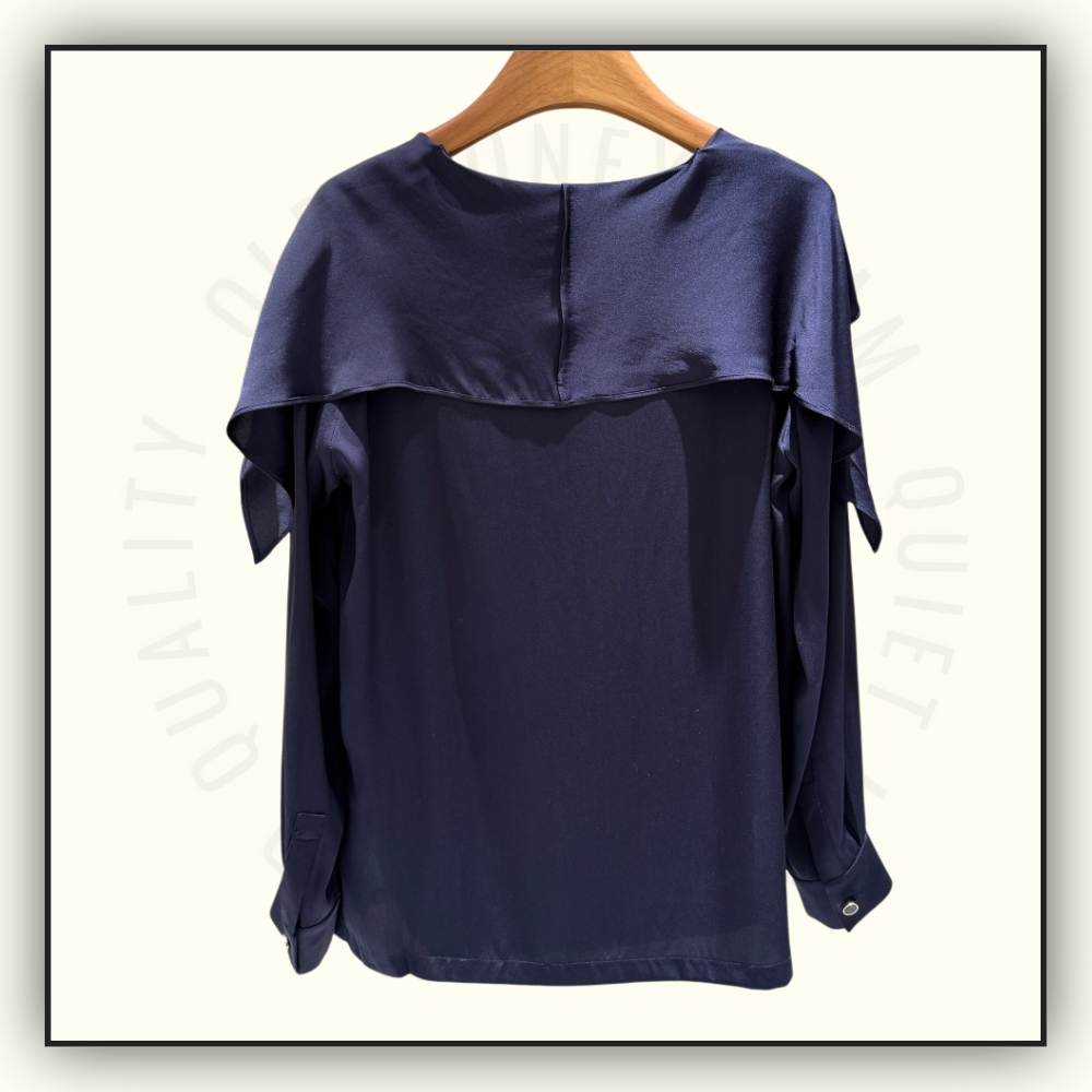TIE NECK SILK SATIN BLOUSE
