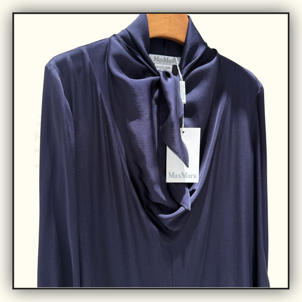 TIE NECK SILK SATIN BLOUSE