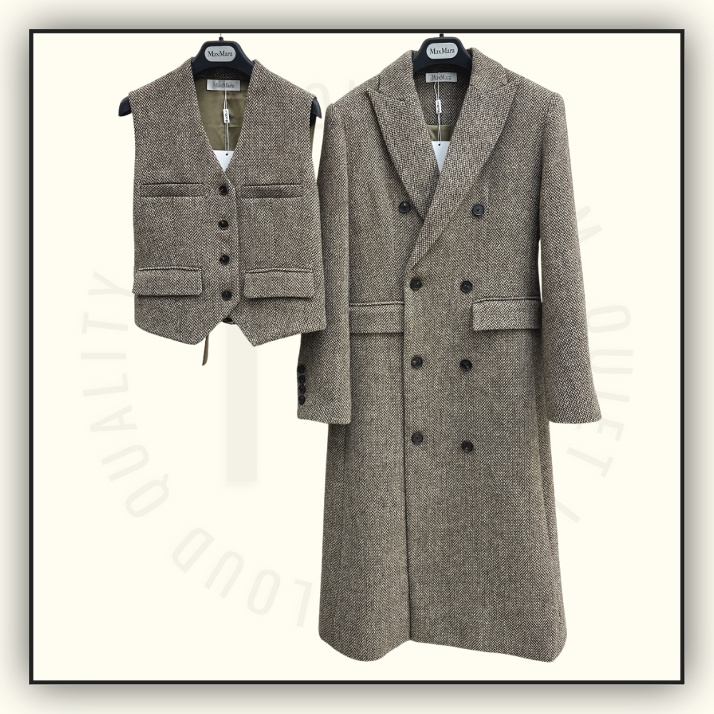 WOOL DOUBLE BREASTED COAT WITH MATCHING VEST