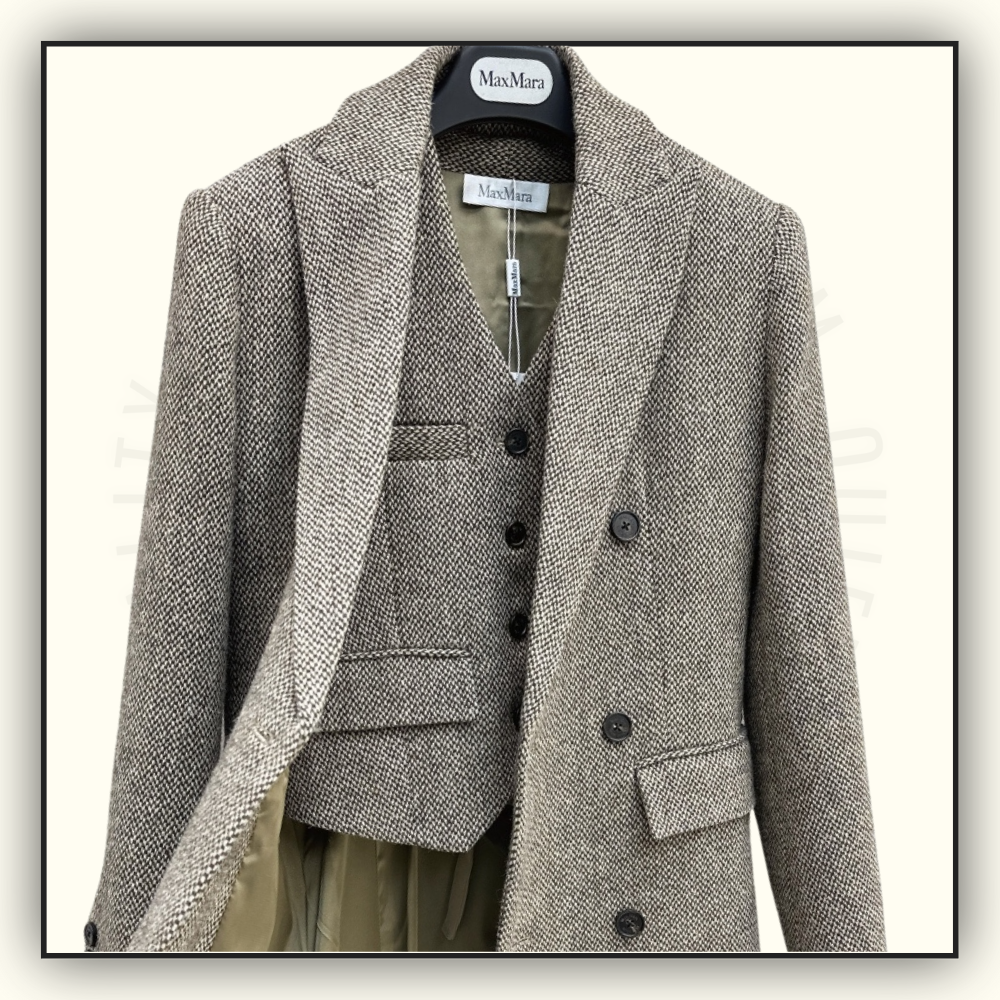 WOOL DOUBLE BREASTED COAT WITH MATCHING VEST