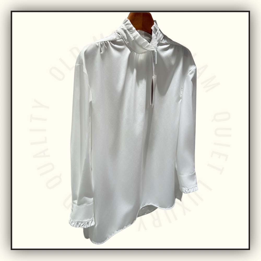 RUFFLED STAND COLLAR BLOUSE