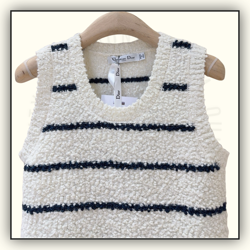 COTTON WOOL BLEND BOUCLE MARINIERE TANK