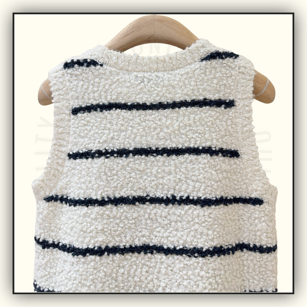 COTTON WOOL BLEND BOUCLE MARINIERE TANK