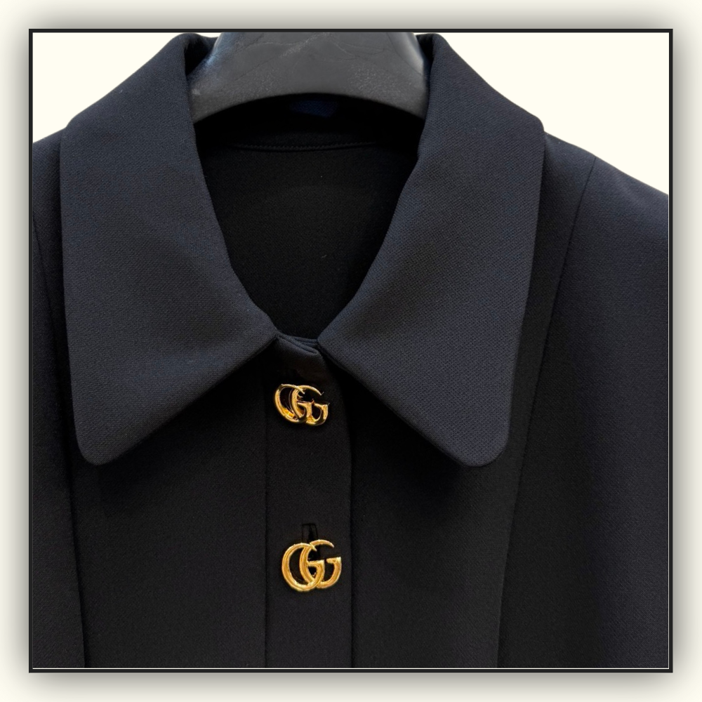 CREPE WOOL DRESS WITH DOUBLE G BUTTON