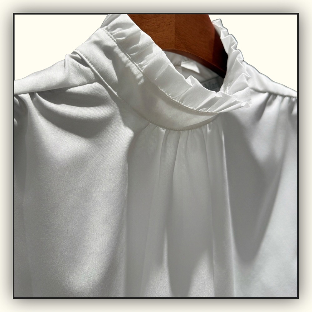 RUFFLED STAND COLLAR BLOUSE