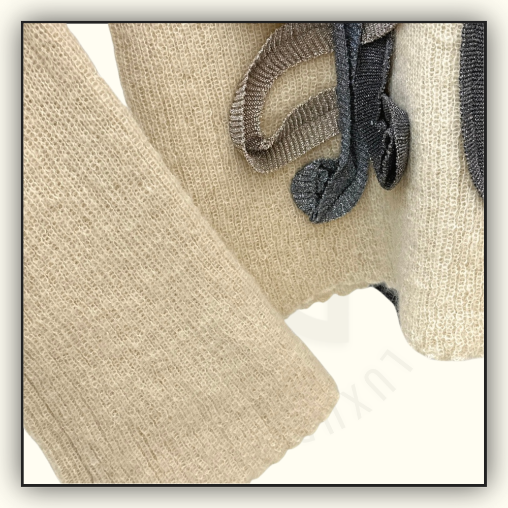 MOHAIR BLENDED GLITTER RIBBON PULLOVER