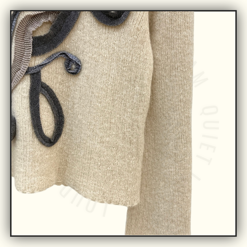 MOHAIR BLENDED GLITTER RIBBON PULLOVER