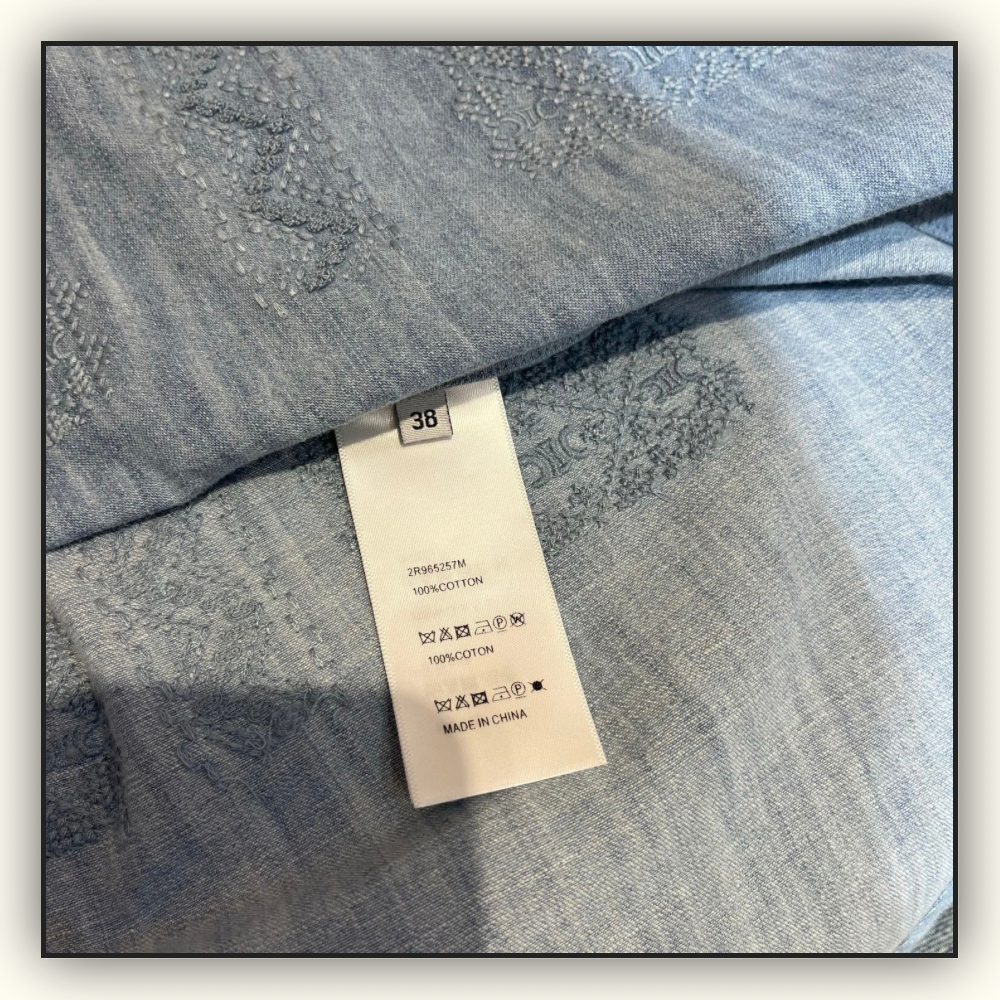EMBROIDERED ROMY BLOUSE IN CHAMBRAY COTTON