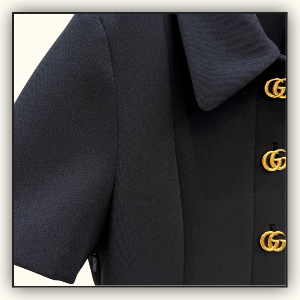 CREPE WOOL DRESS WITH DOUBLE G BUTTON