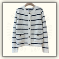 COTTON WOOL BLEND BOUCLE MARINIERE CARDIGAN
