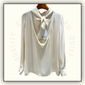 TIE NECK SILK SATIN BLOUSE