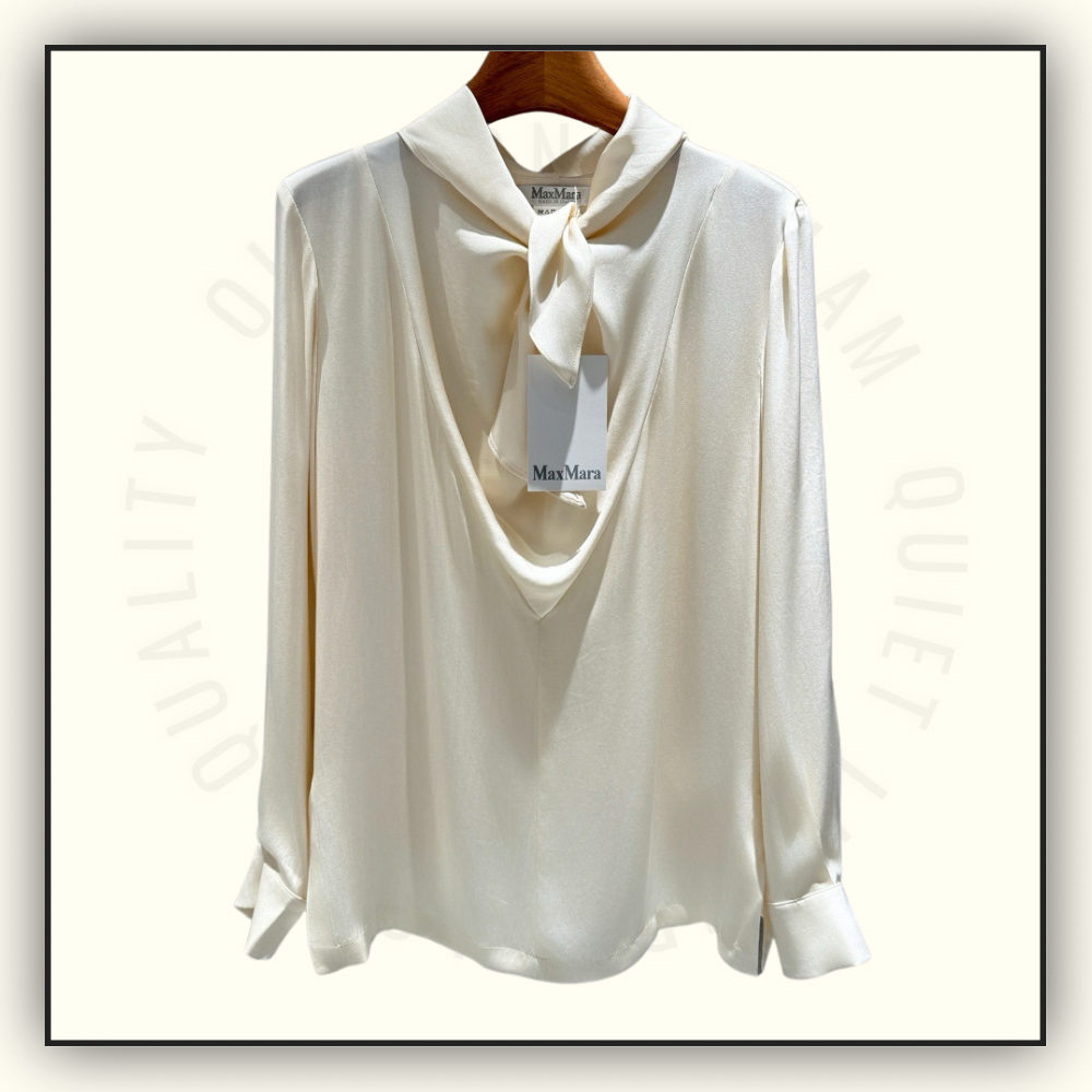 TIE NECK SILK SATIN BLOUSE
