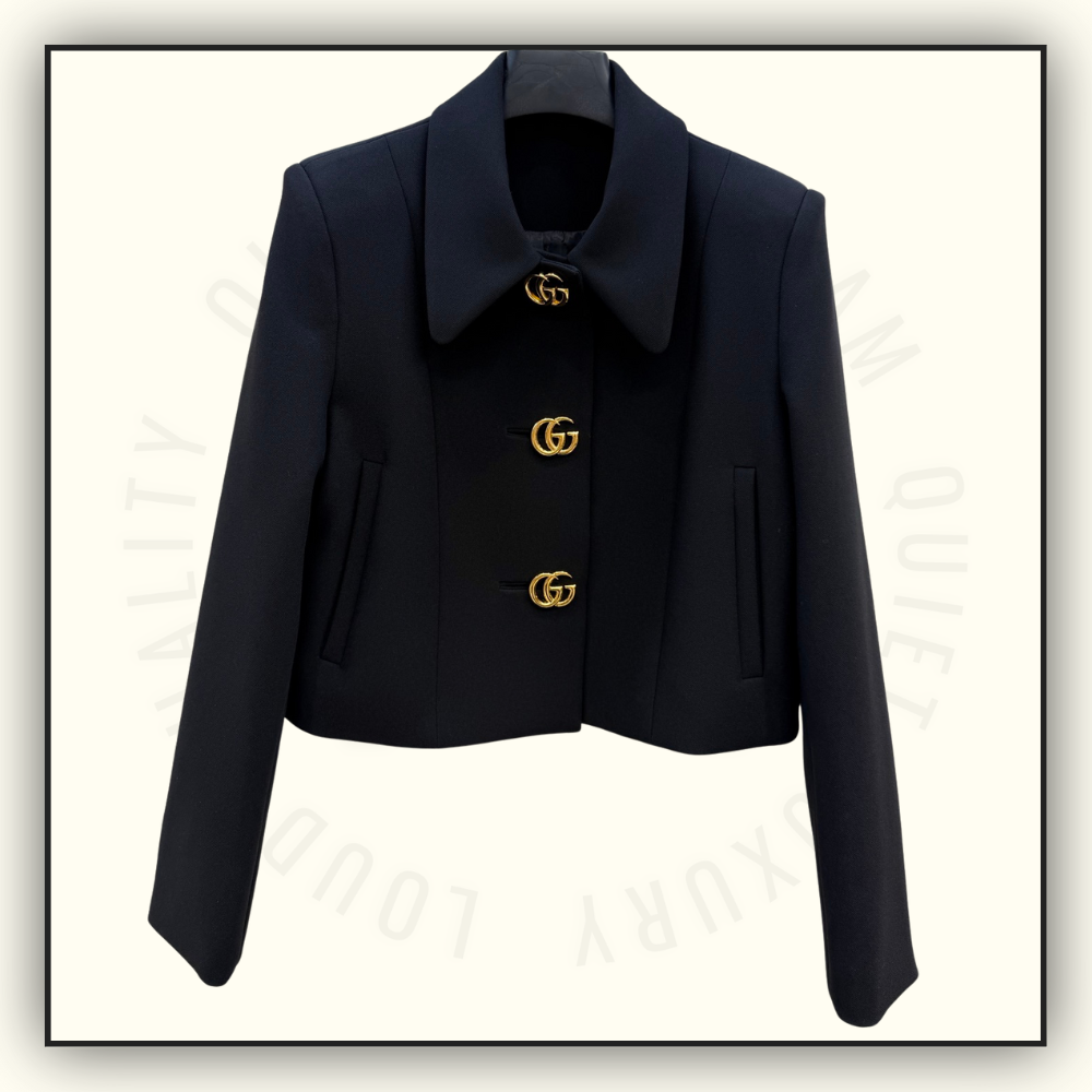 CREPE WOOL JACKET & MINI SKIRT WITH DOUBLE G BUTTON