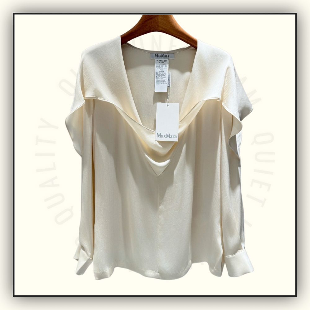 TIE NECK SILK SATIN BLOUSE