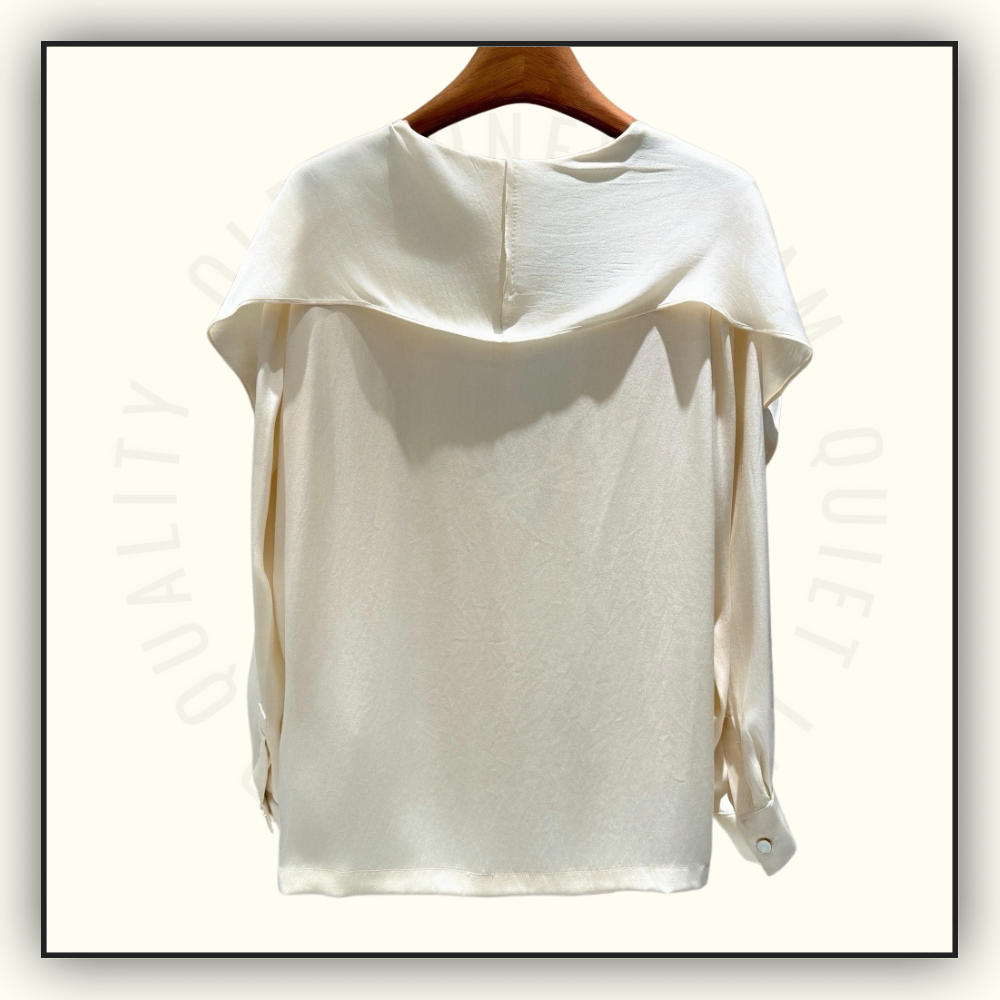 TIE NECK SILK SATIN BLOUSE