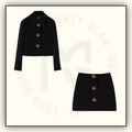 CREPE WOOL JACKET & MINI SKIRT WITH DOUBLE G BUTTON