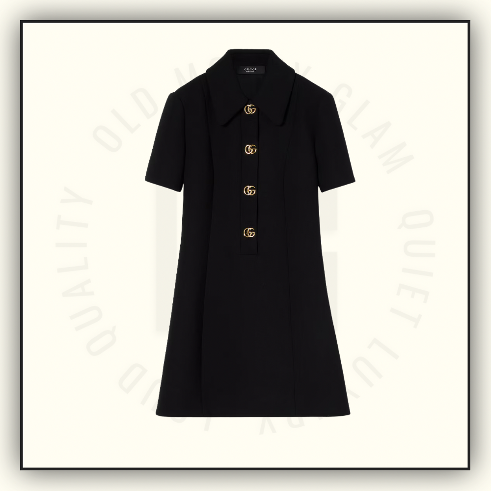 CREPE WOOL DRESS WITH DOUBLE G BUTTON