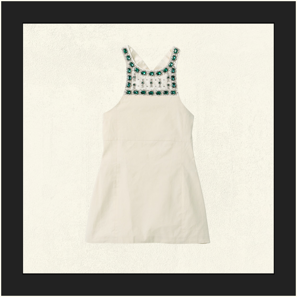 EMBELLISHED APRON MINI DRESS