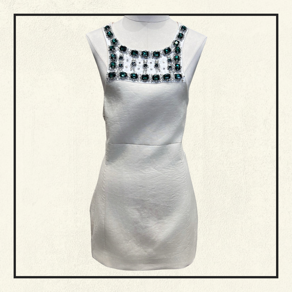 EMBELLISHED APRON MINI DRESS