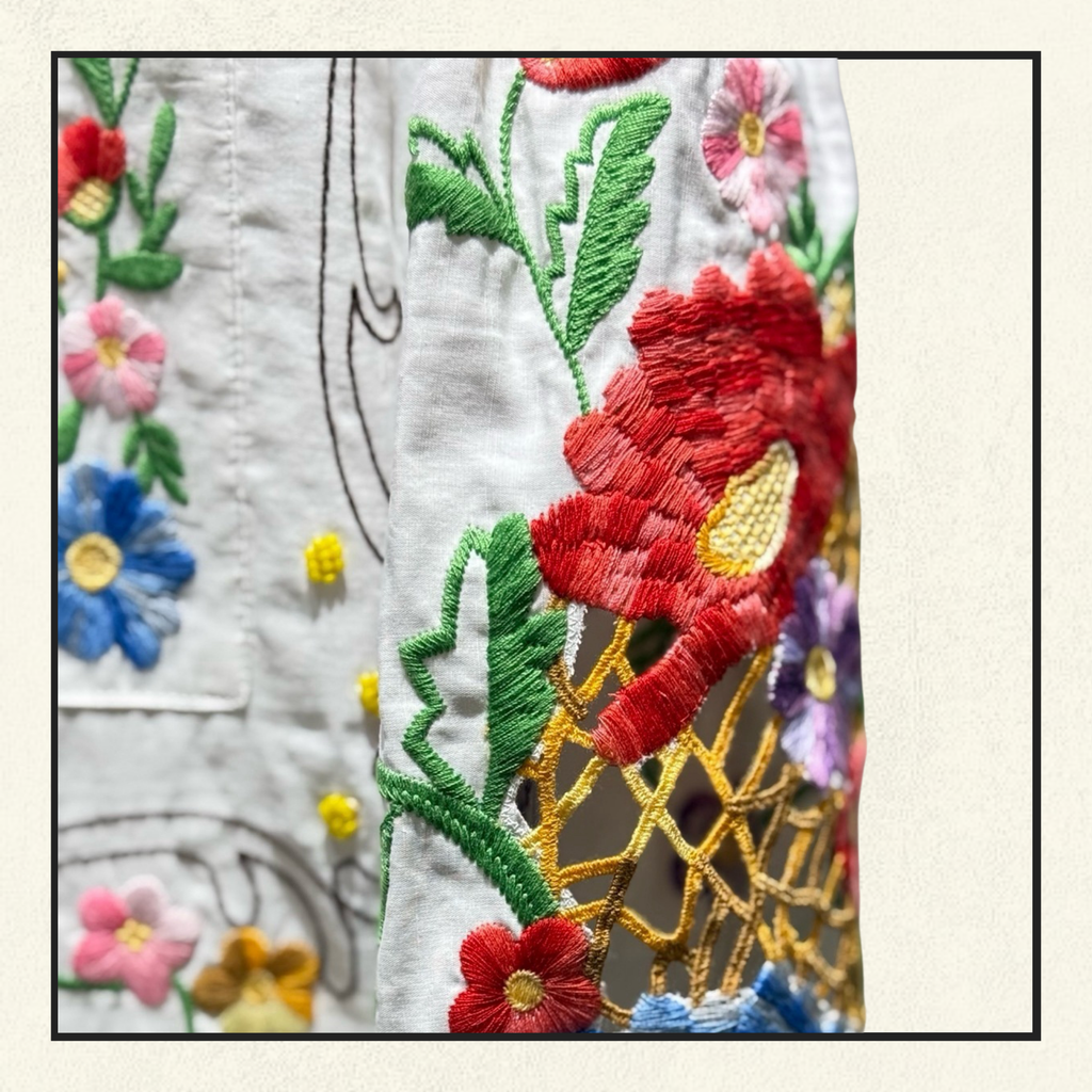 RUFFLED EMBROIDERED DRESS
