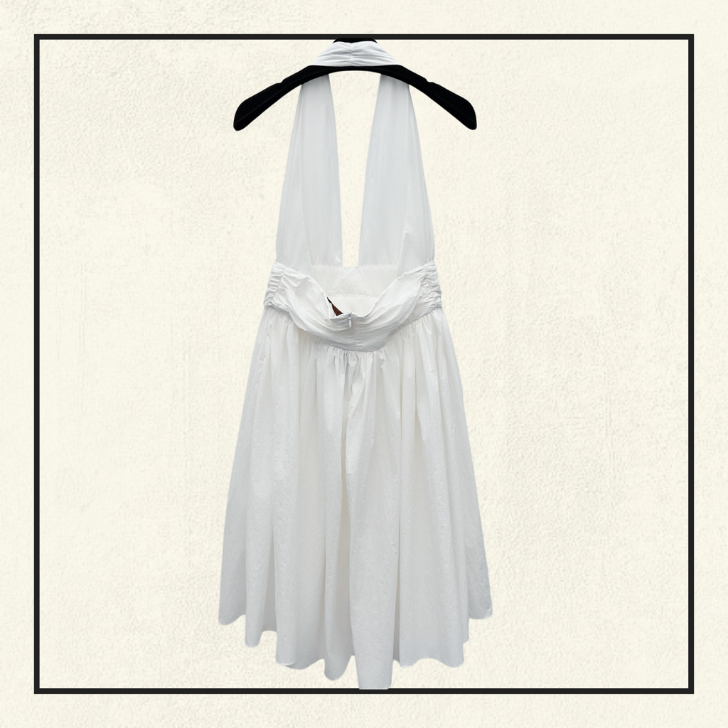 RIBBON HALTER MINI DRESS