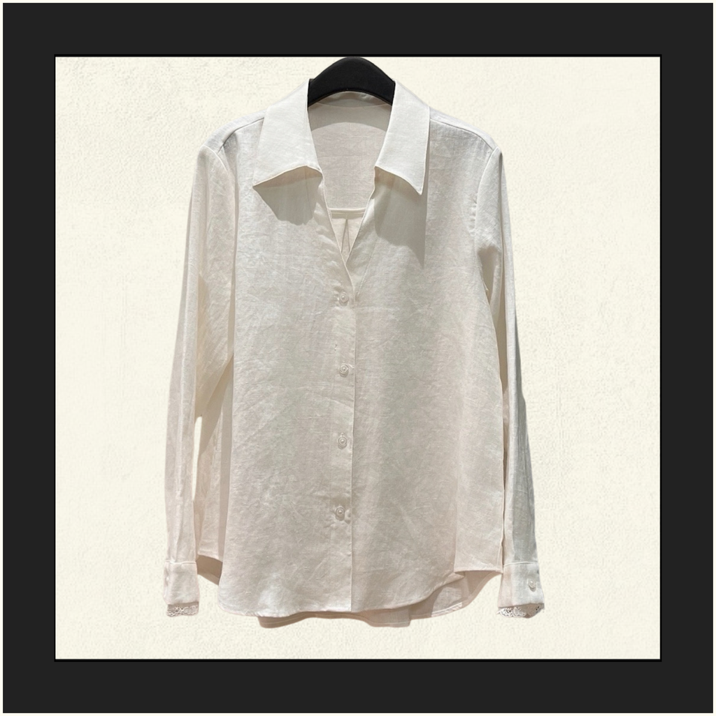 LACE TRIM LINEN SHIRT